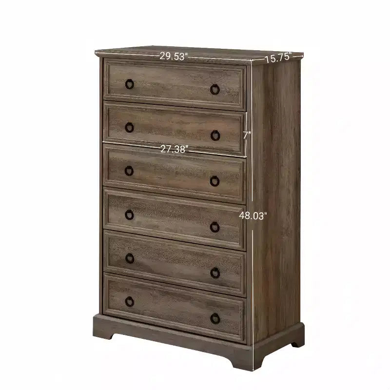 Coiffeuse moderne en bois à six tiroirs avec glissières de tiroir souples