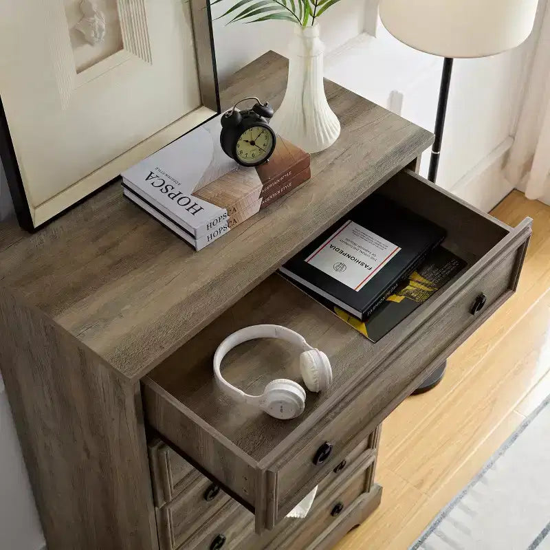 Coiffeuse moderne en bois à six tiroirs avec glissières de tiroir souples