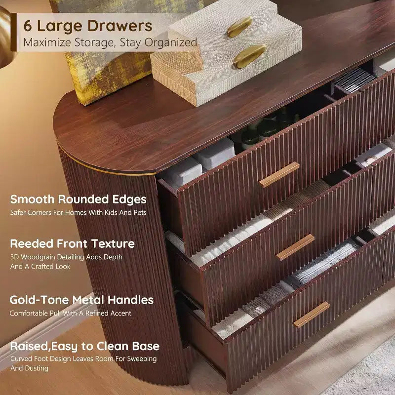Armoire à six tiroirs pour la chambre à coucher ; meuble de rangement en bois pour le salon