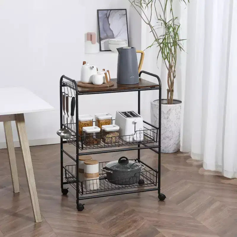 Desserte de cuisine à trois niveaux avec espace de rangement