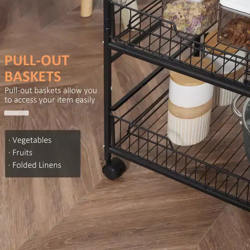 Desserte de cuisine à trois niveaux avec espace de rangement