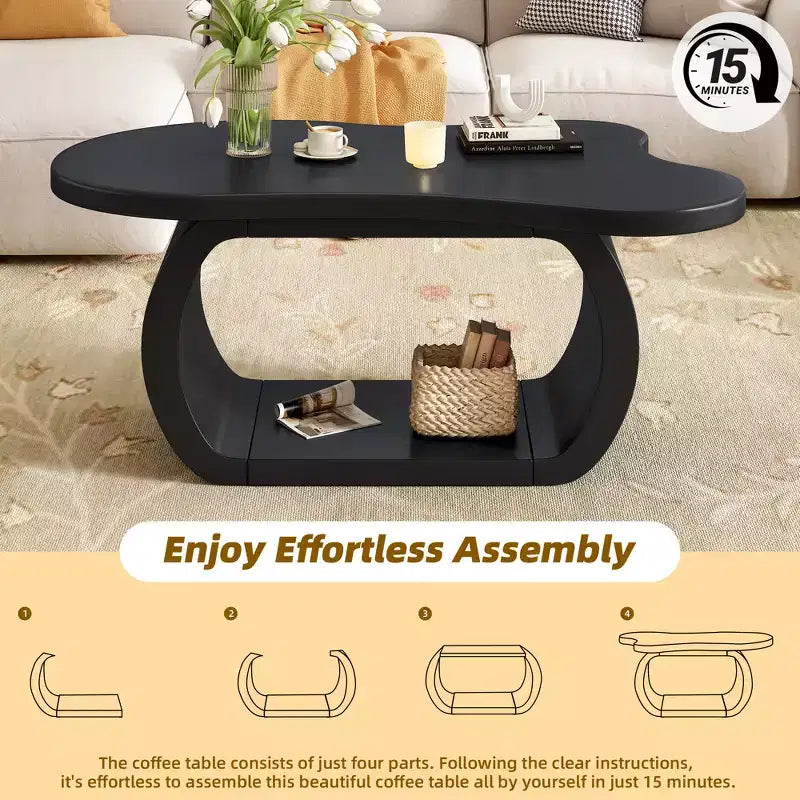 Table basse en bois en forme de nuage