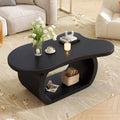 Cloud Coffee Table Wood; Irregular Cream End Table with Curved Legs; Small Center Table with Round Edge for Living Room