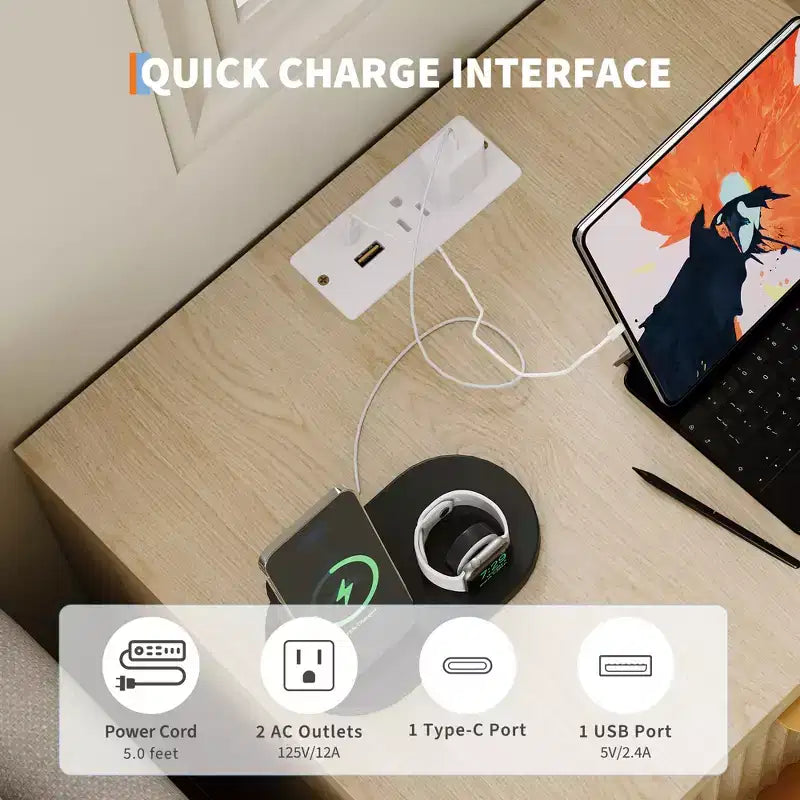 Table de chevet encastrée avec station de recharge