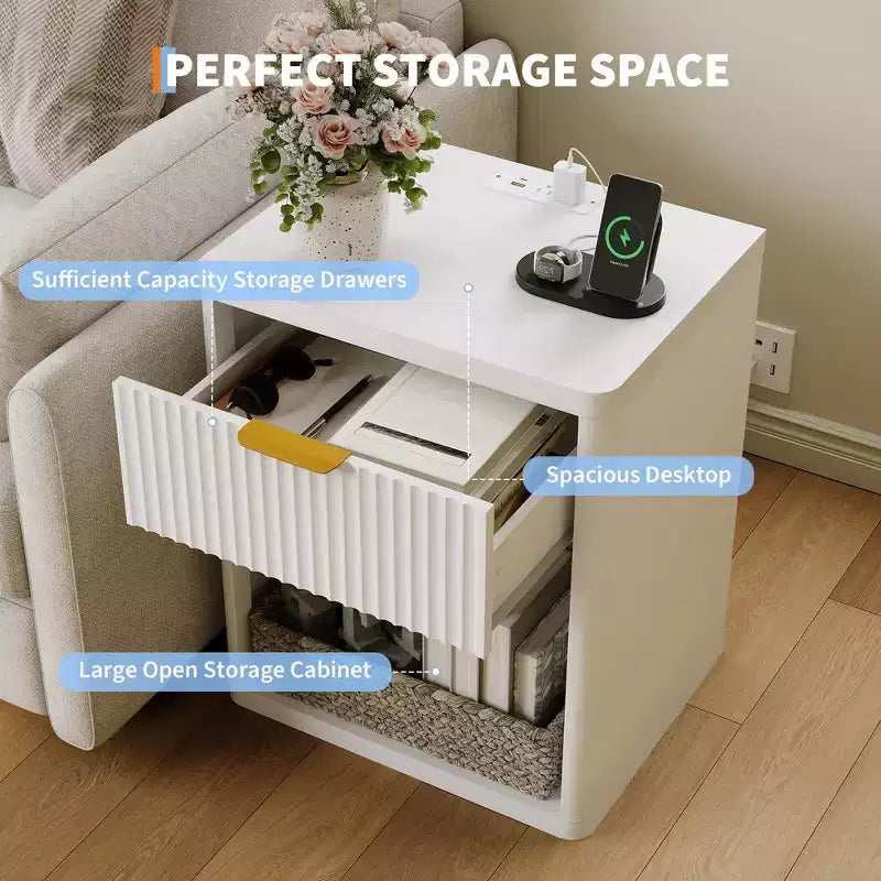 Table de chevet encastrée avec station de recharge