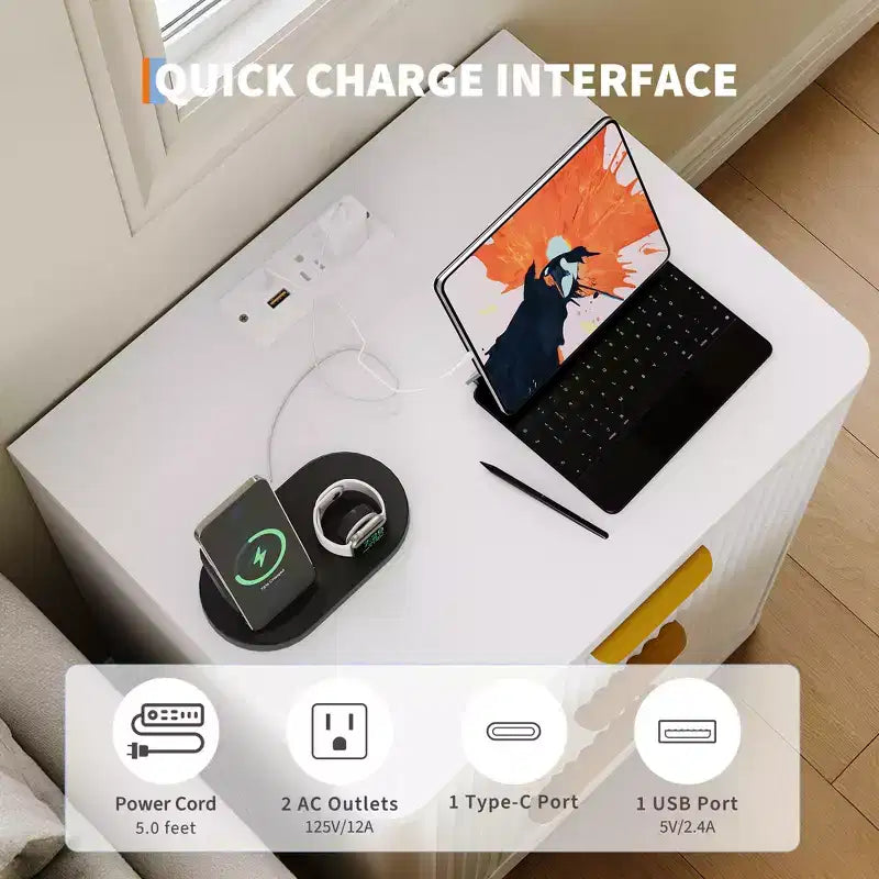 Table de chevet encastrée avec station de recharge