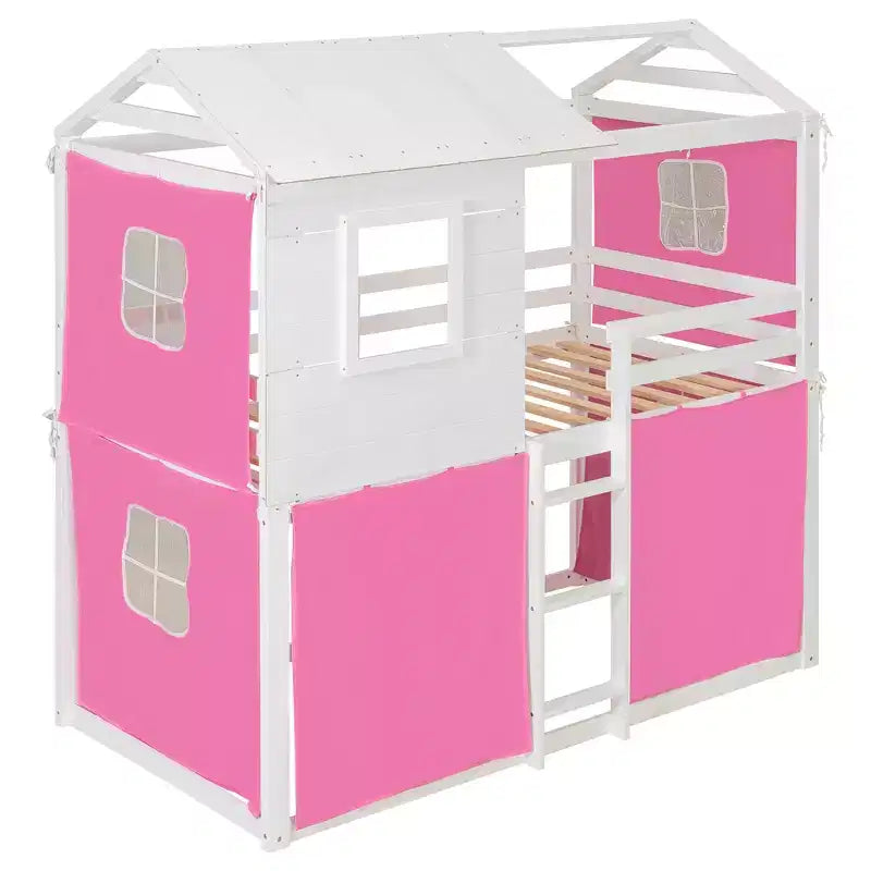 Lit superposé avec tente ; cabane pour enfants amusante