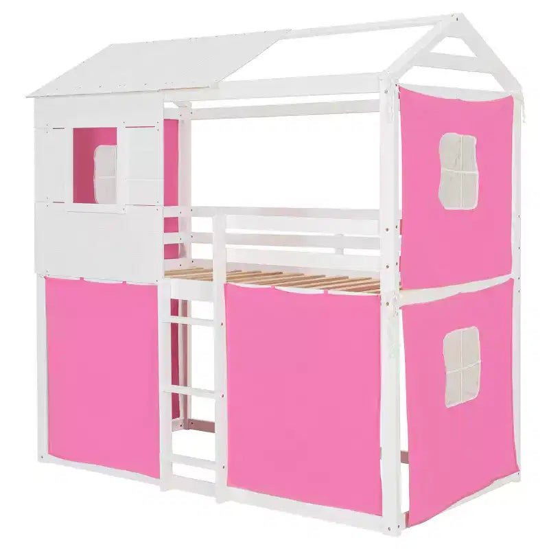 Lit superposé avec tente ; cabane pour enfants amusante