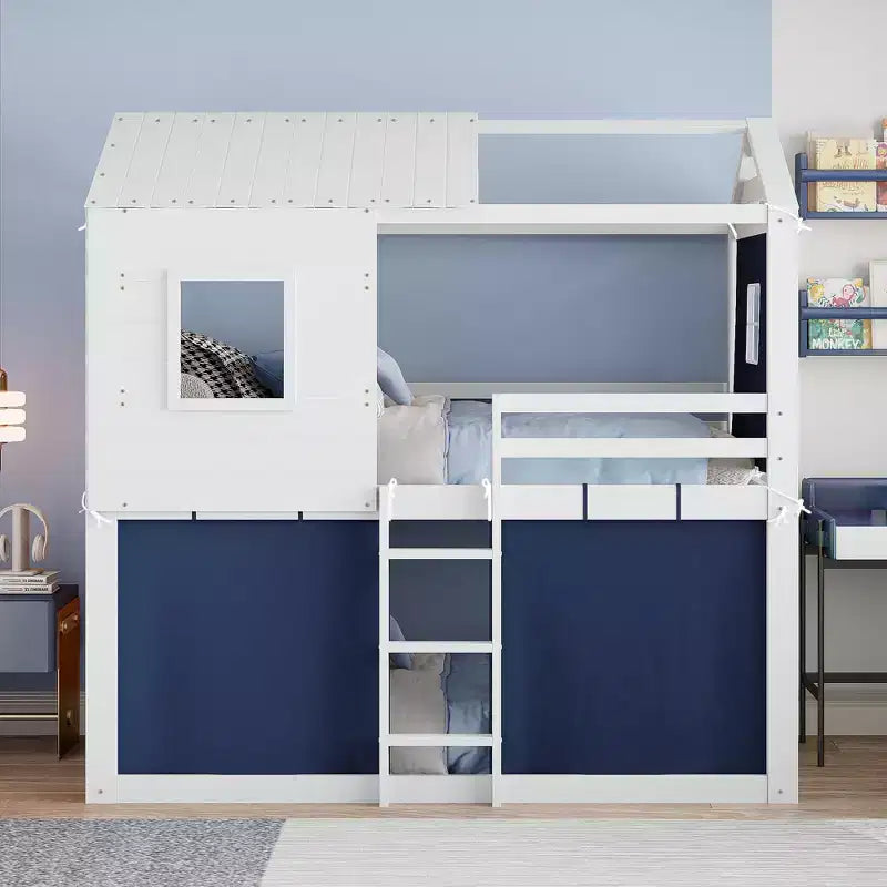 Lit superposé avec tente ; cabane pour enfants amusante