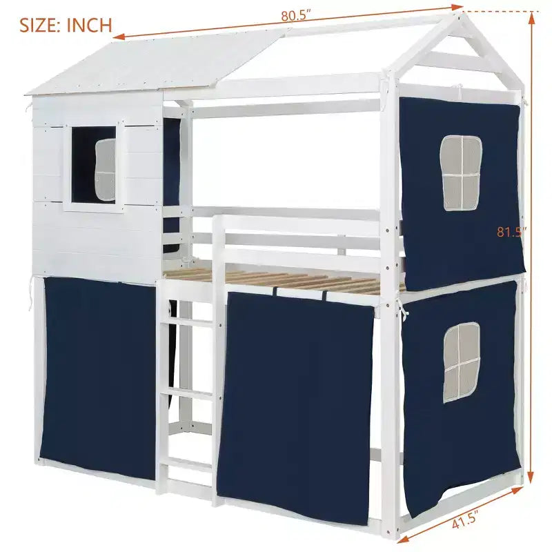 Lit superposé avec tente ; cabane pour enfants amusante