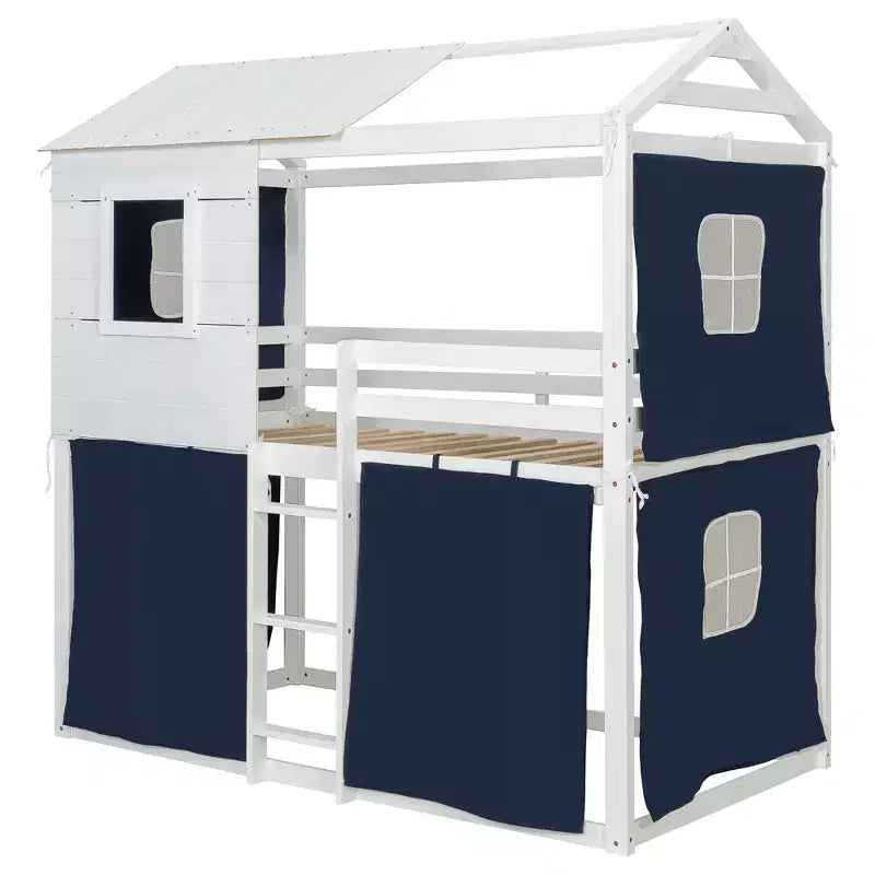 Lit superposé avec tente ; cabane pour enfants amusante