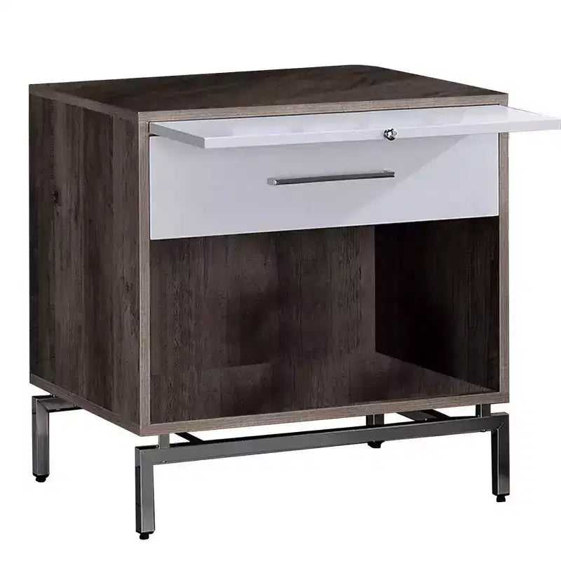 Table d'appoint avec espace de rangement ouvert et plateau coulissant