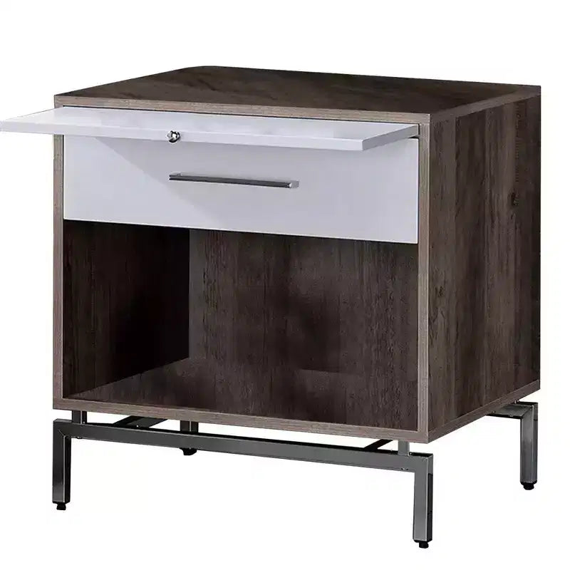 Table d'appoint avec espace de rangement ouvert et plateau coulissant