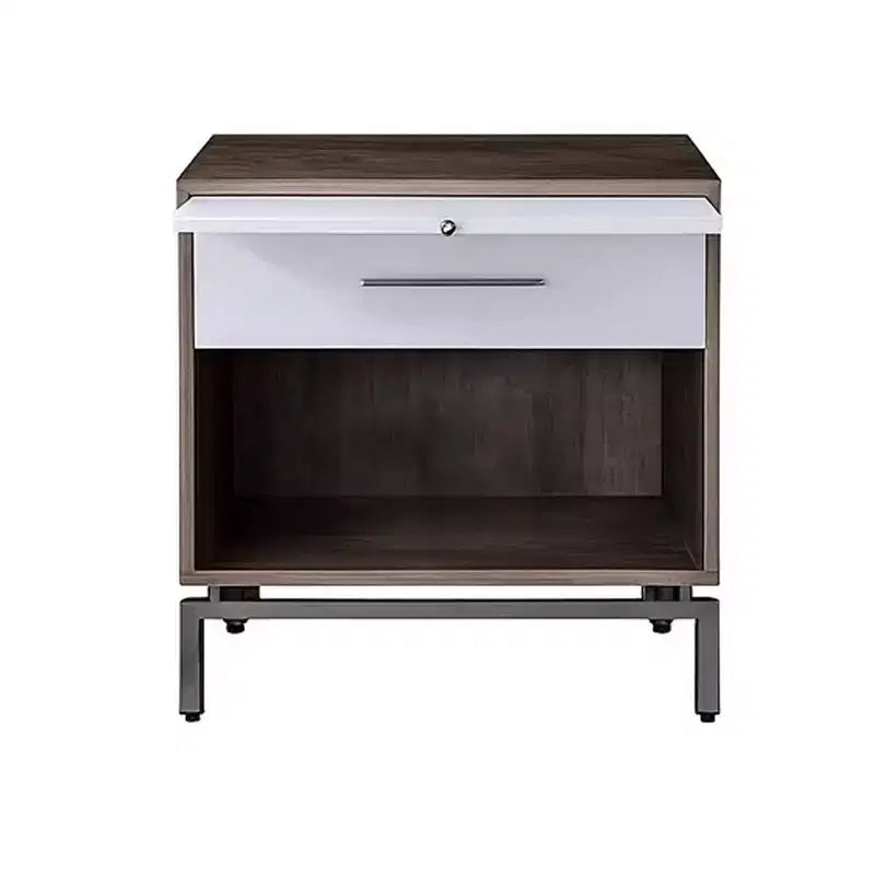 Table d'appoint avec espace de rangement ouvert et plateau coulissant