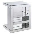 Royal Hampton Accent Table with Mirrored Panels and C Shape; Silver