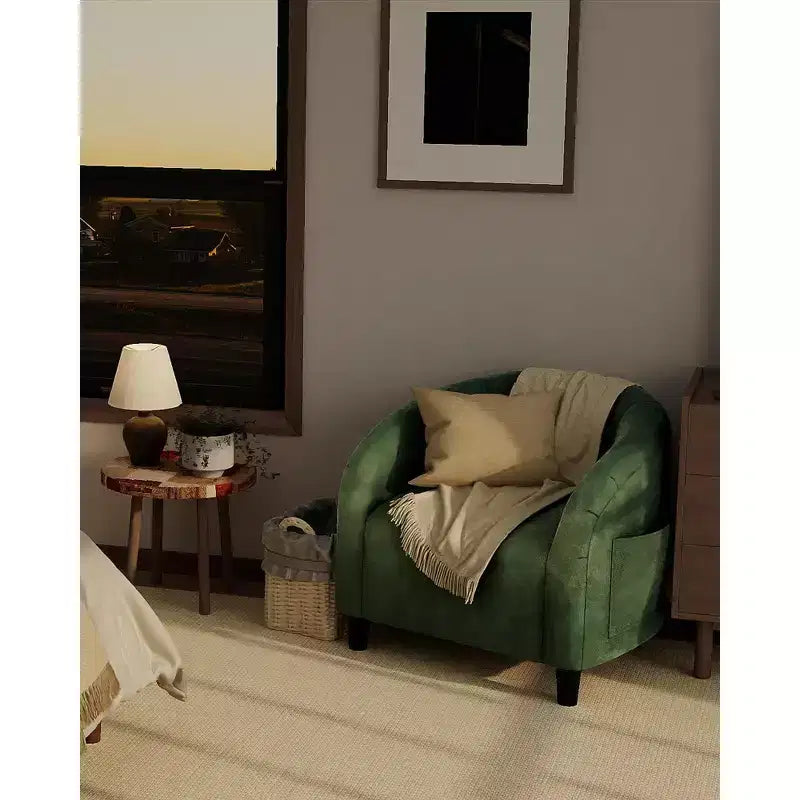 Fauteuil en velours, fauteuil club confortable avec accoudoirs rembourrés