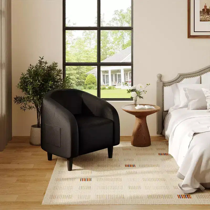 Fauteuil en velours, fauteuil club confortable avec accoudoirs rembourrés