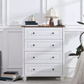 Commode de rangement blanche ; 4 tiroirs avec poignées brossées