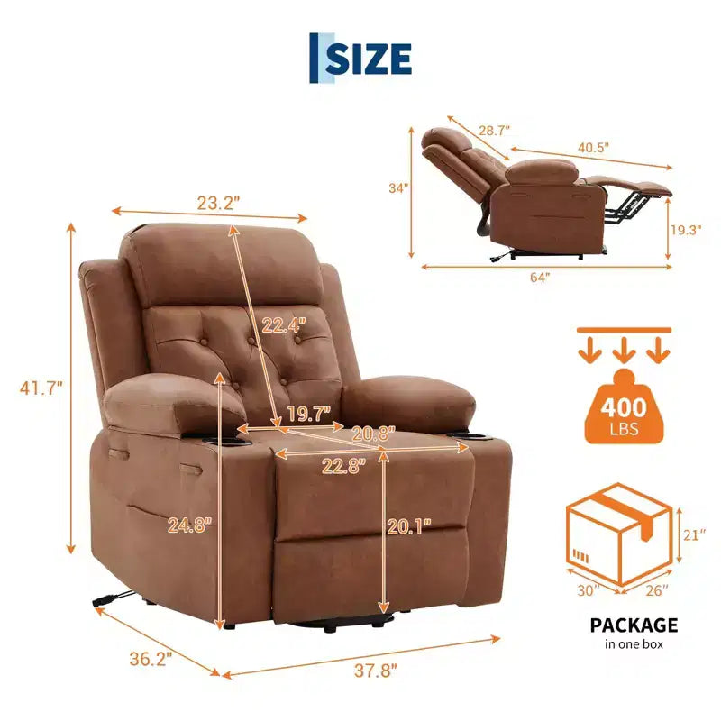 Fauteuil inclinable électrique avec fonction chauffante lombaire