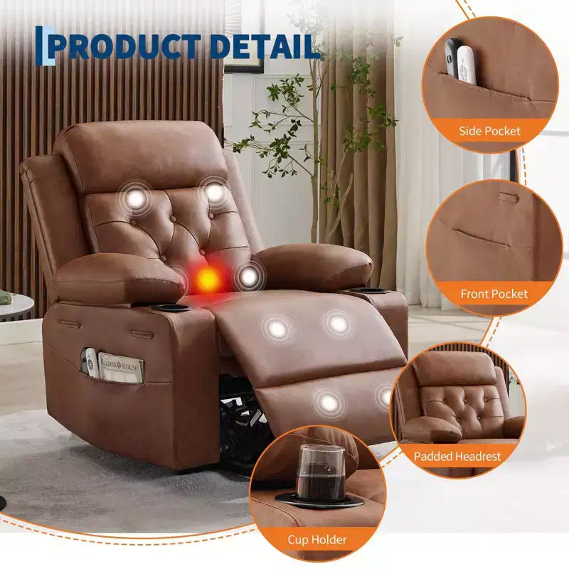 Fauteuil inclinable électrique avec fonction chauffante lombaire