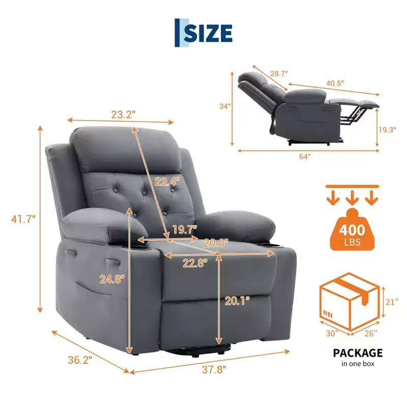 Fauteuil inclinable électrique avec fonction chauffante lombaire