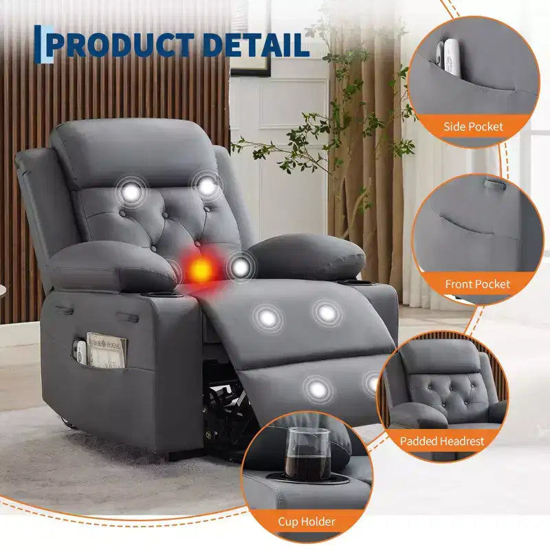 Fauteuil inclinable électrique avec fonction chauffante lombaire