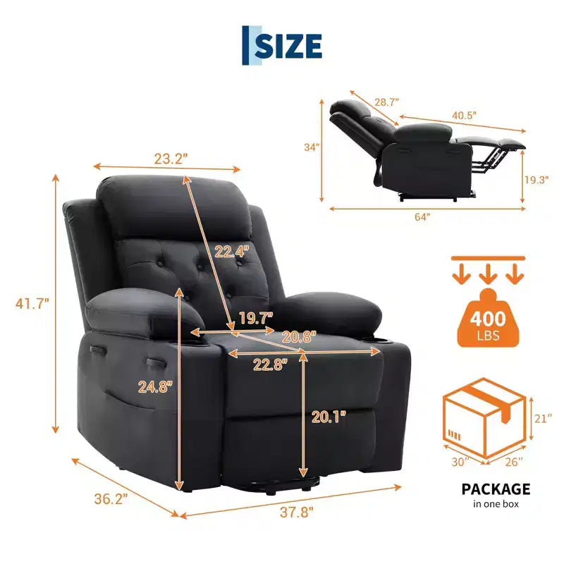 Fauteuil inclinable électrique avec fonction chauffante lombaire