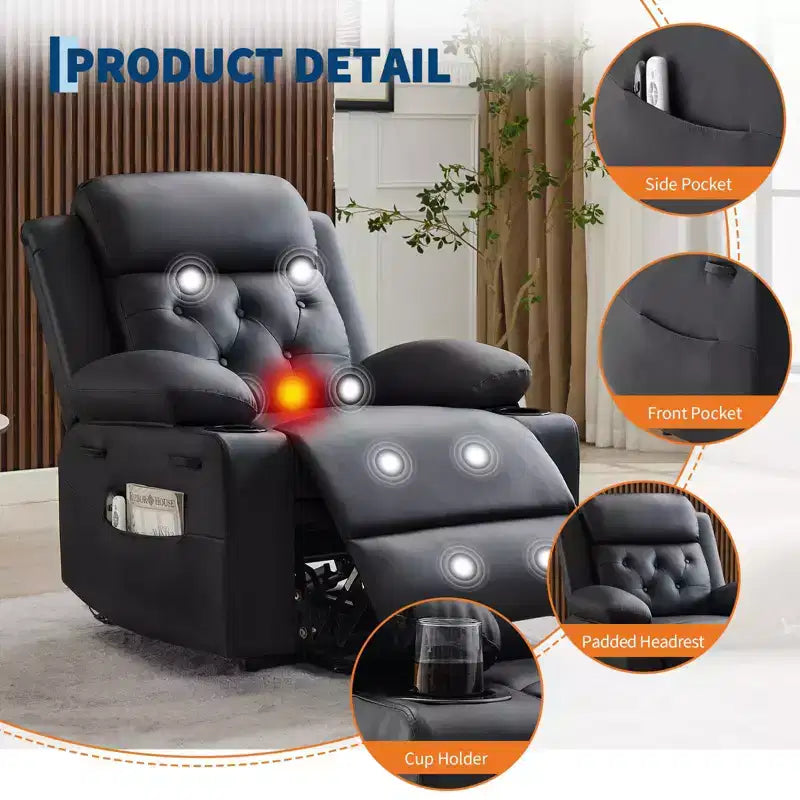 Fauteuil inclinable électrique avec fonction chauffante lombaire