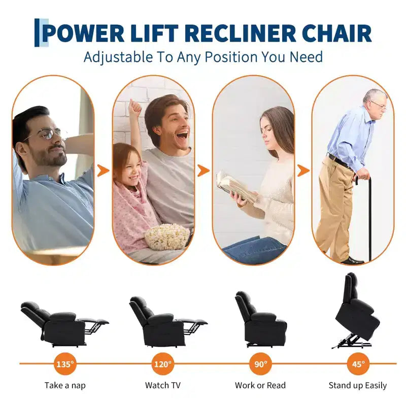 Fauteuil inclinable électrique avec fonction chauffante lombaire