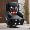 Power Lift Recliner Chair for Elderly with Lumbar Heating; Oversized PU Leather Electric Lift Recliner Single Sofa with Side Pockets; Two Cup Holders