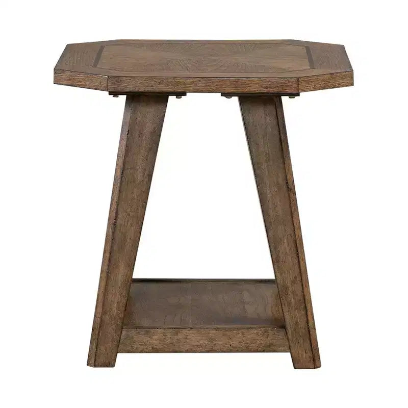 Liberty Furniture;Carolina Park Octagonal End Table for Living Room - Amber Brown Oak