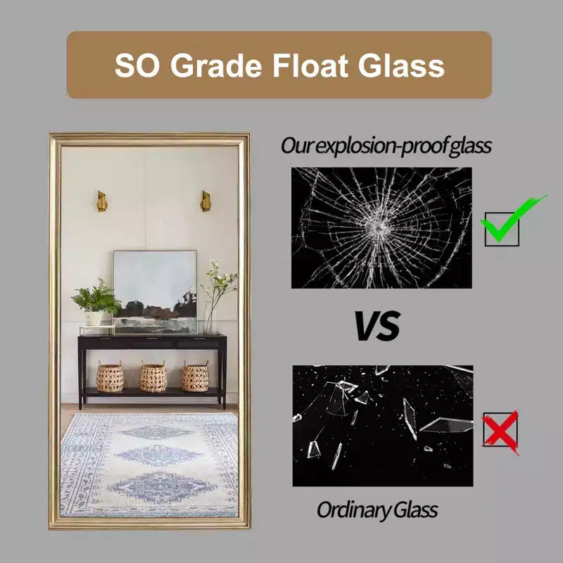 Miroir psyché sur pied avec cadre en bois artificiel couleur cuivre