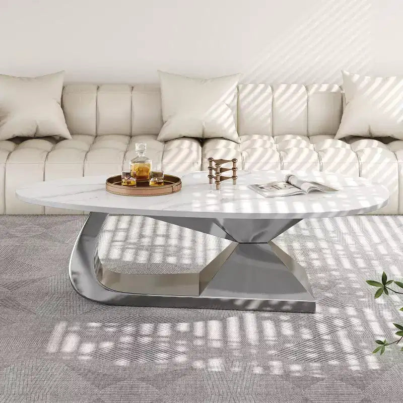 Table basse en galet de marbre imitation pour salon