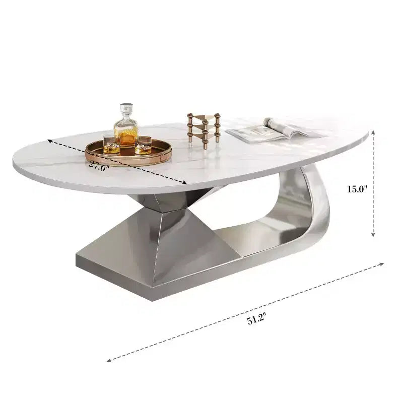 Table basse en galet de marbre imitation pour salon