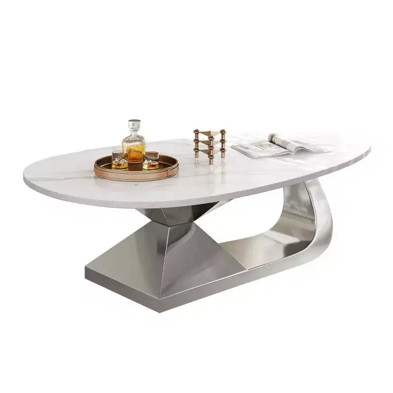 Table basse en galet de marbre imitation pour salon