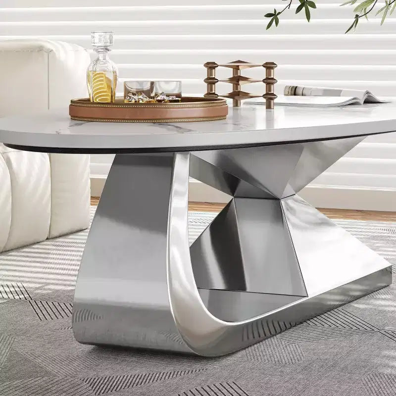 Table basse en galet de marbre imitation pour salon