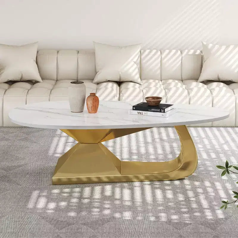 Table basse en galet de marbre imitation pour salon