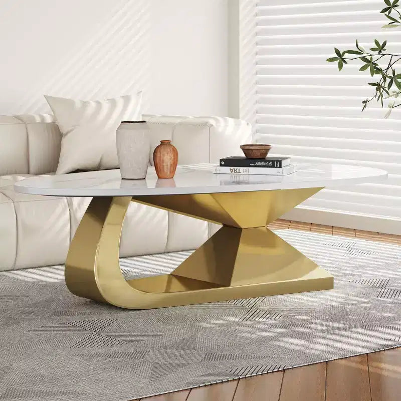 Table basse en galet de marbre imitation pour salon