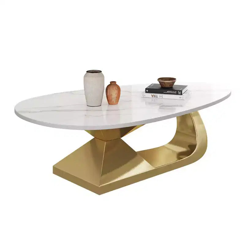 Table basse en galet de marbre imitation pour salon