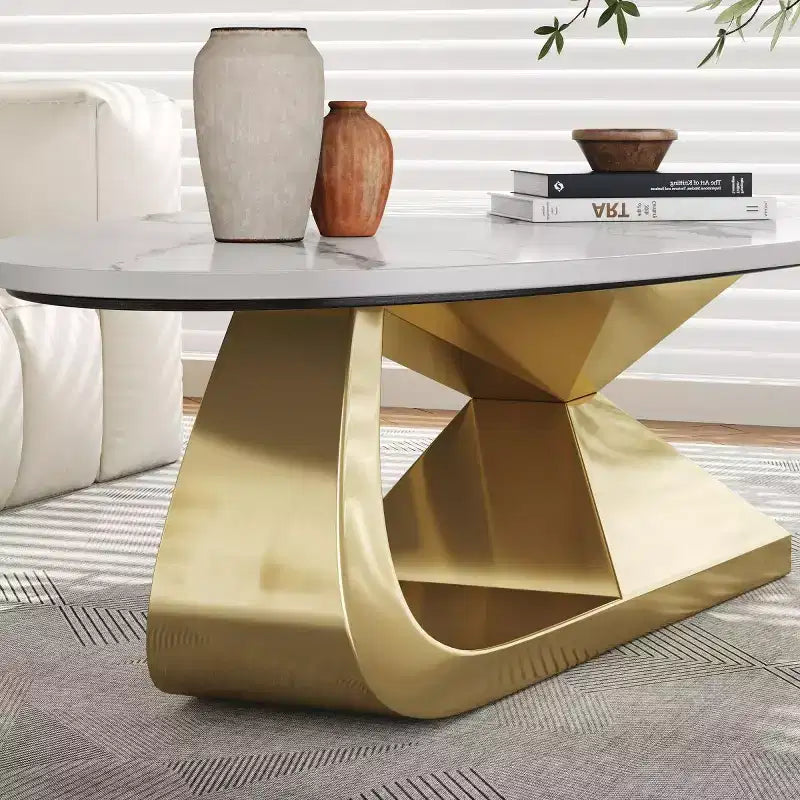 Table basse en galet de marbre imitation pour salon