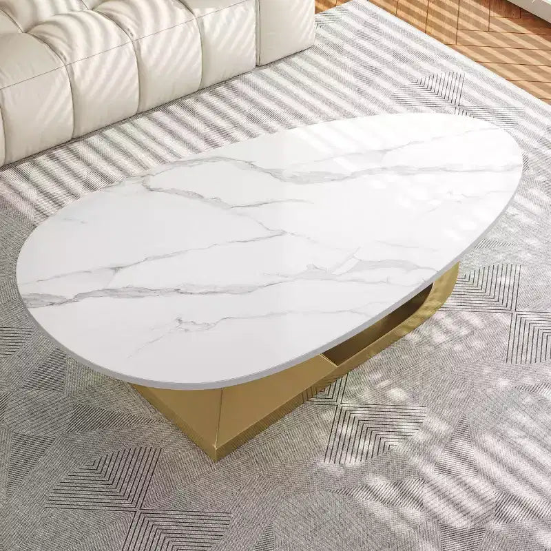 Table basse en galet de marbre imitation pour salon