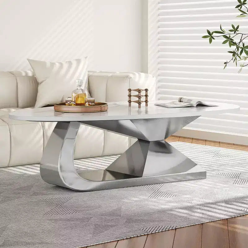 Table basse en galet de marbre imitation pour salon