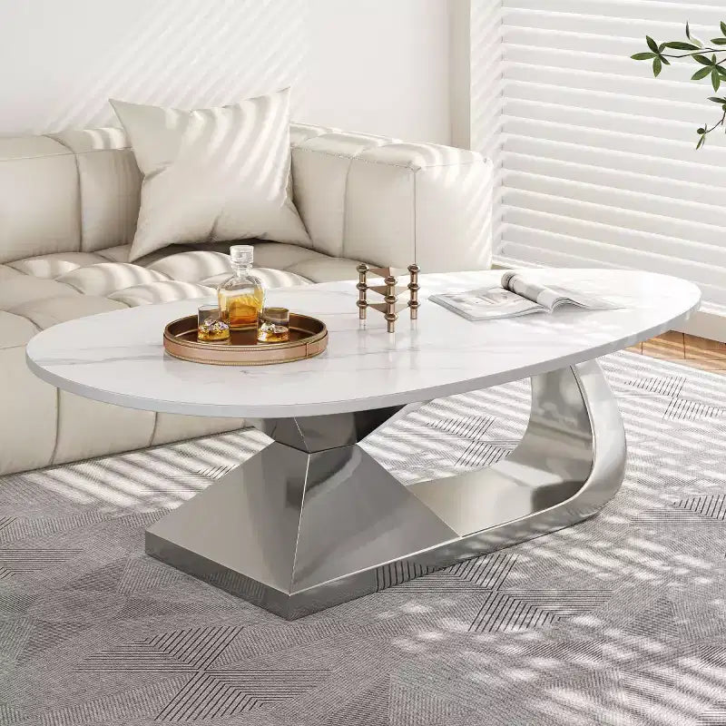 Table basse en galet de marbre imitation pour salon