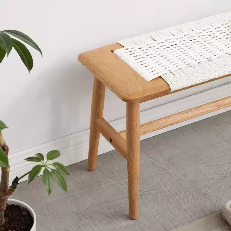 Banc tressé en chêne naturel