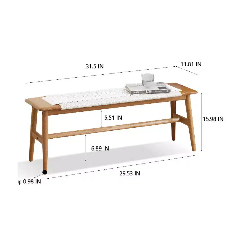 Banc tressé en chêne naturel