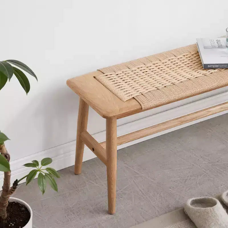 Banc tressé en chêne naturel