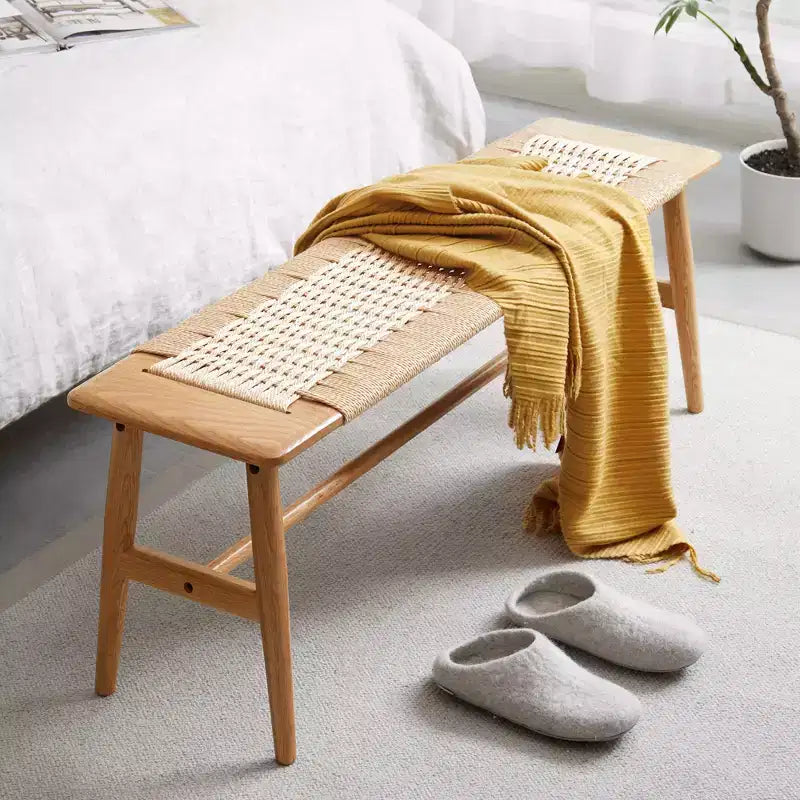 Banc tressé en chêne naturel