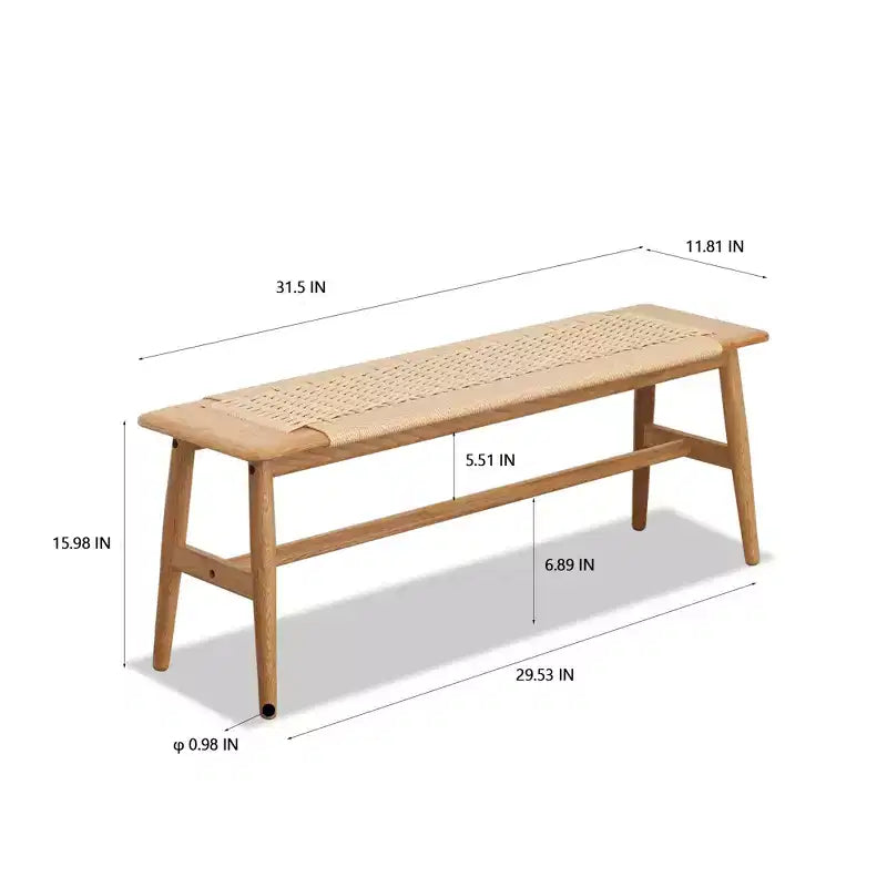 Banc tressé en chêne naturel