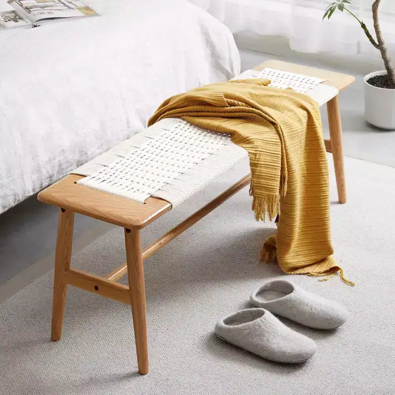 Banc tressé en chêne naturel