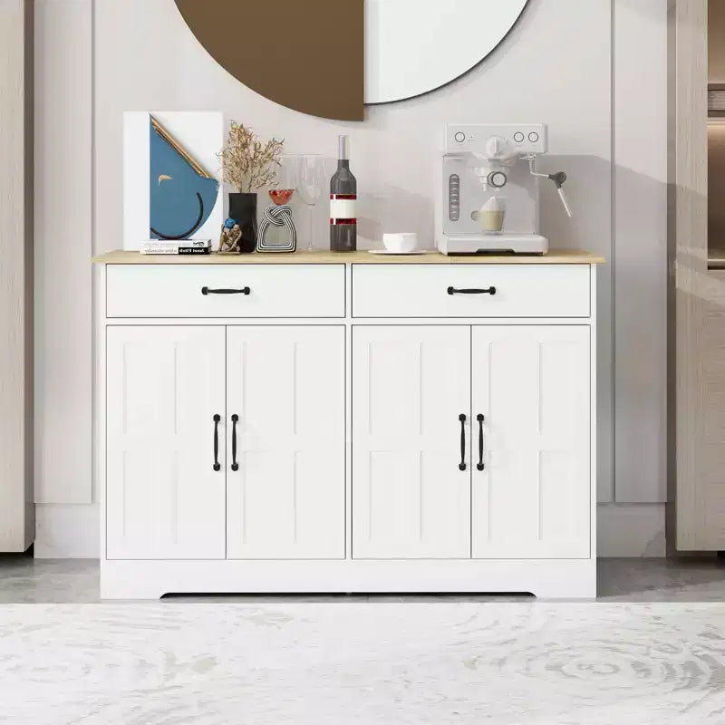 Farmhouse-style sideboard; 2 drawers, 4 doors